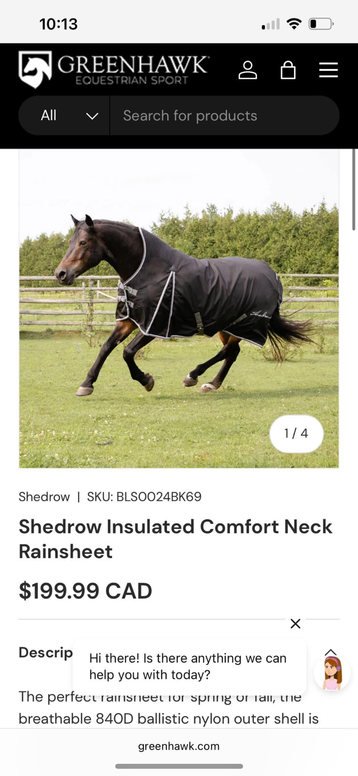 72” shedrow high neck turnout