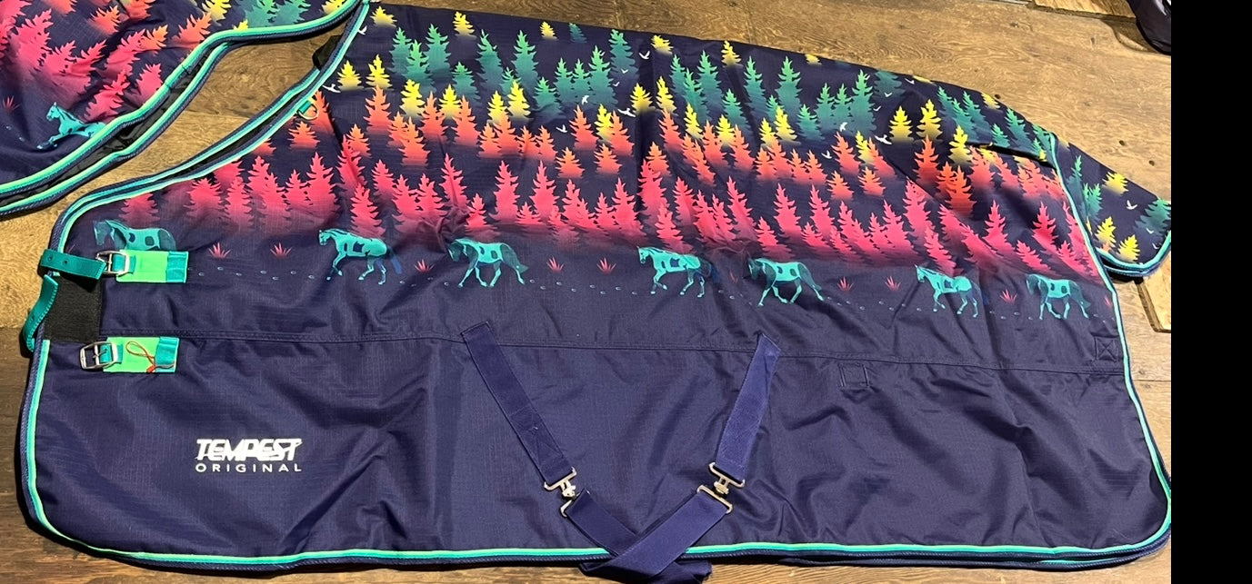 69” beautiful horse print 200g turnout no hood