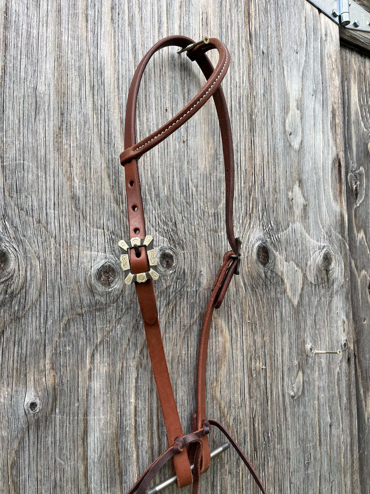 Oiled fancy buckle one ear headstall