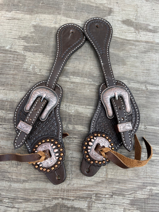 Chocolate copper spur straps