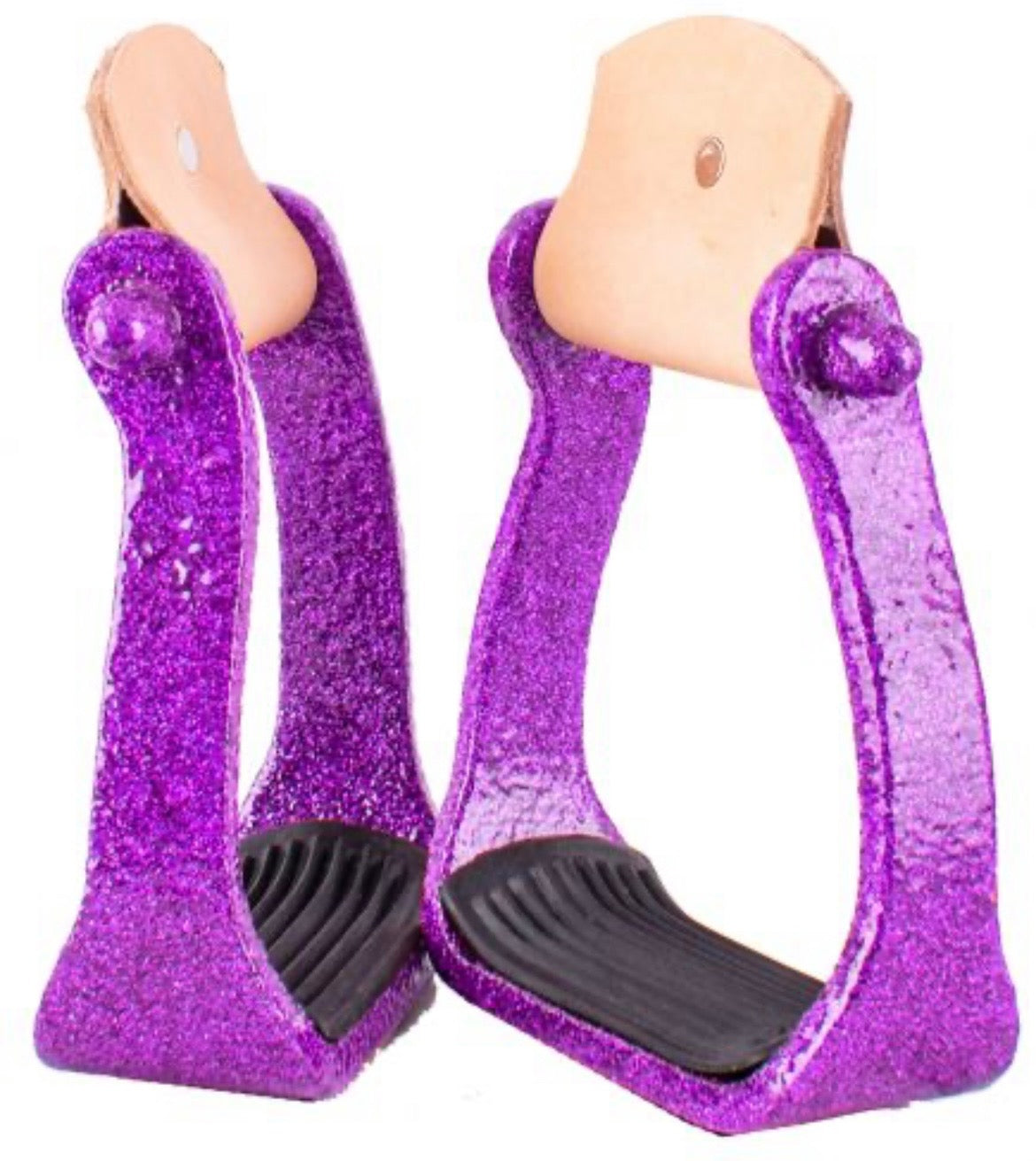 Purple glitter barrel stirrups