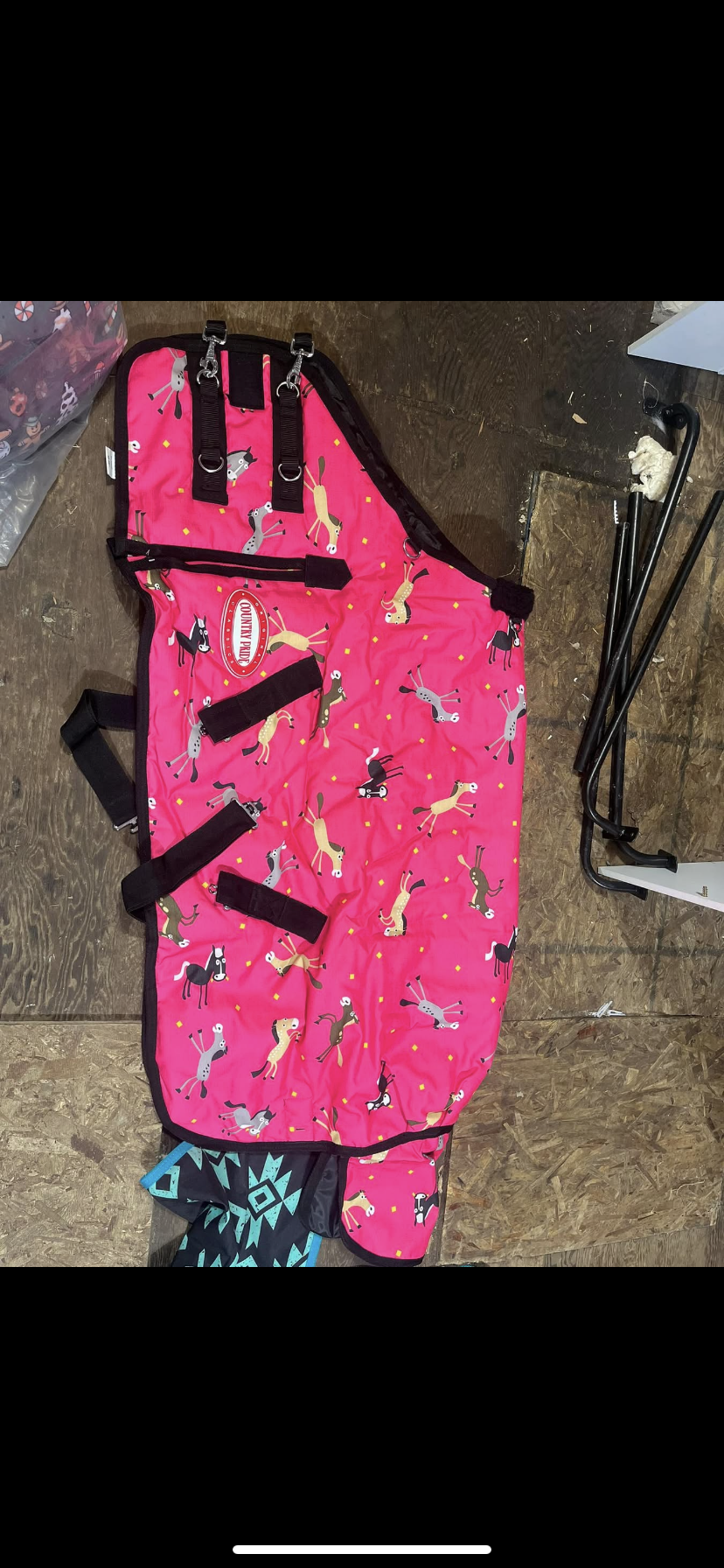 48-50” winter turnout pink pony print new
