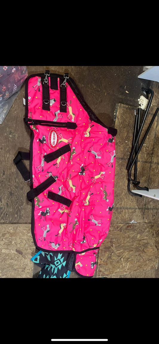 48-50” winter turnout pink pony print new