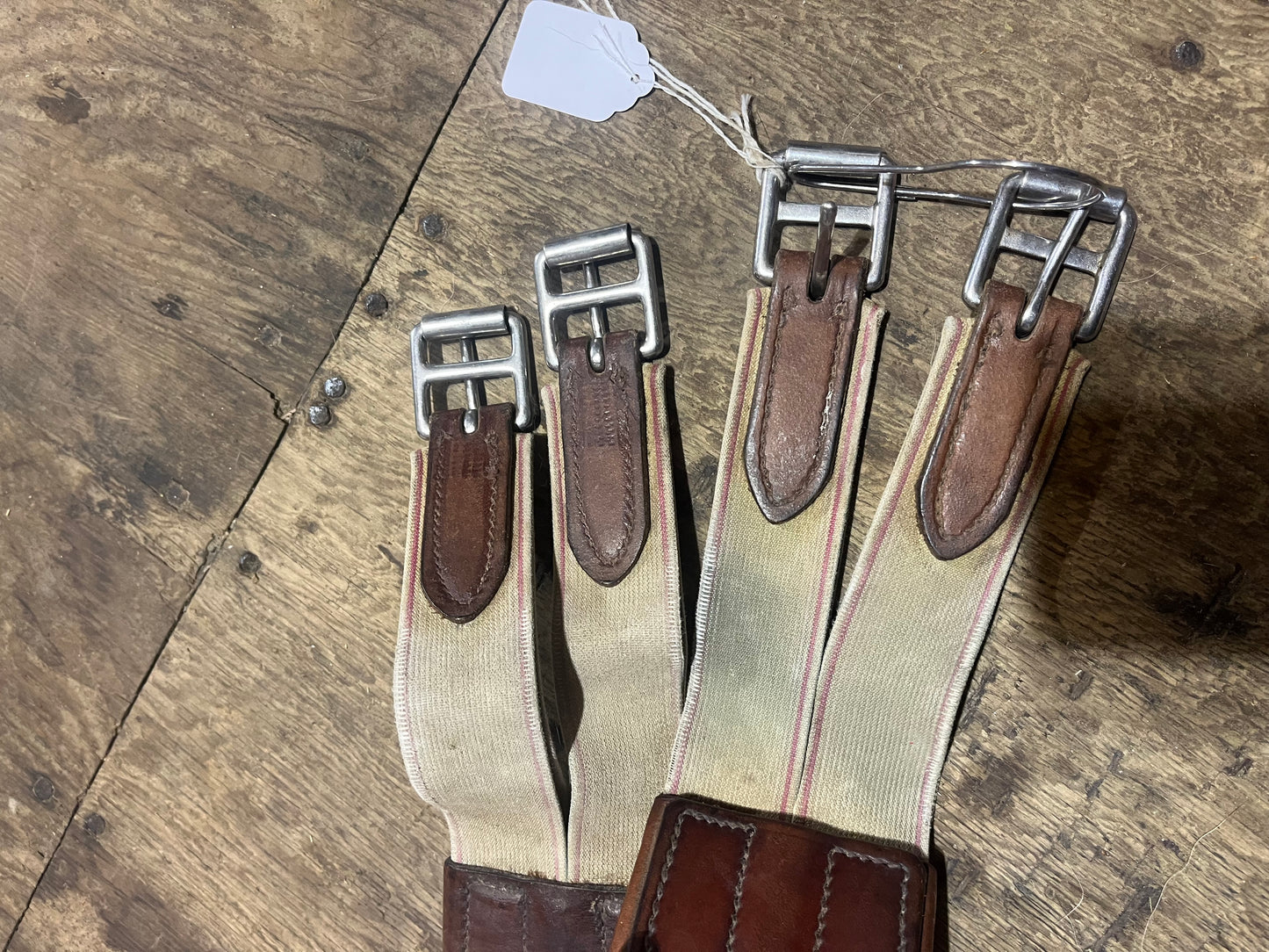 46” leather girth double elastic