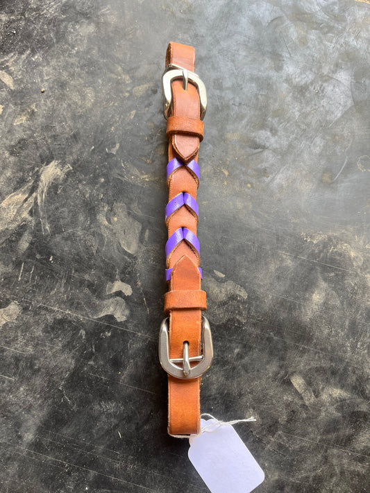 Purple laced leather curb strap
