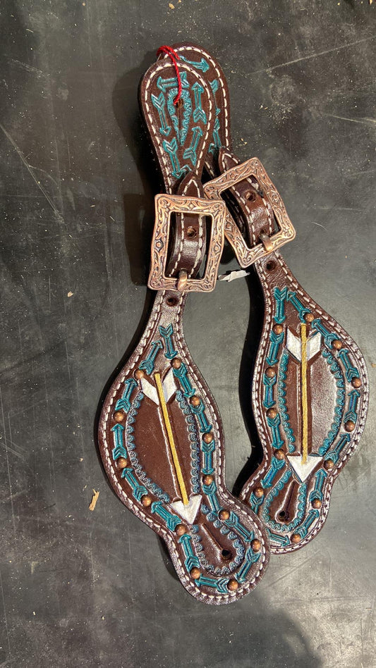 Turquoise arrow spur straps