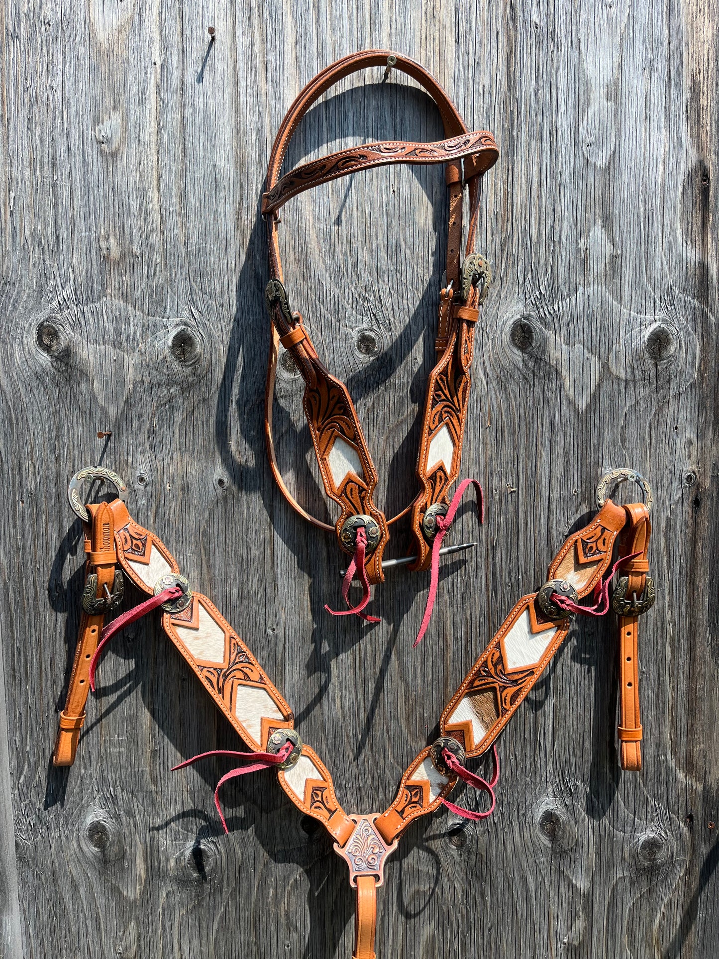Cowhide browband tack set