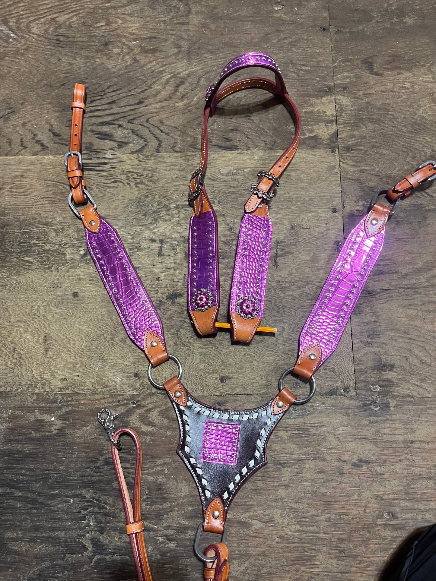 Purple gladiator tack set one ear