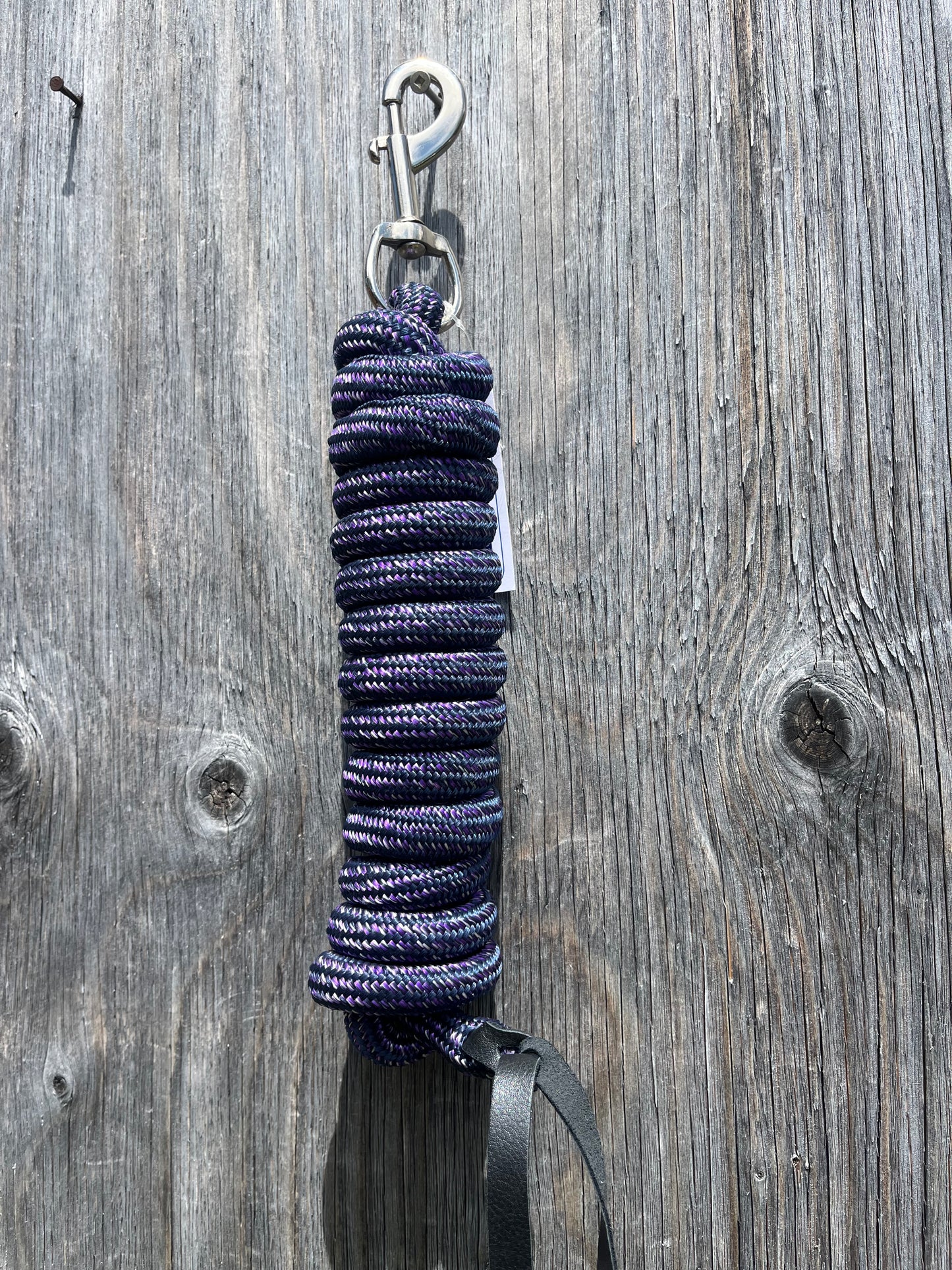 Two tone lead rope with leather popper - purple