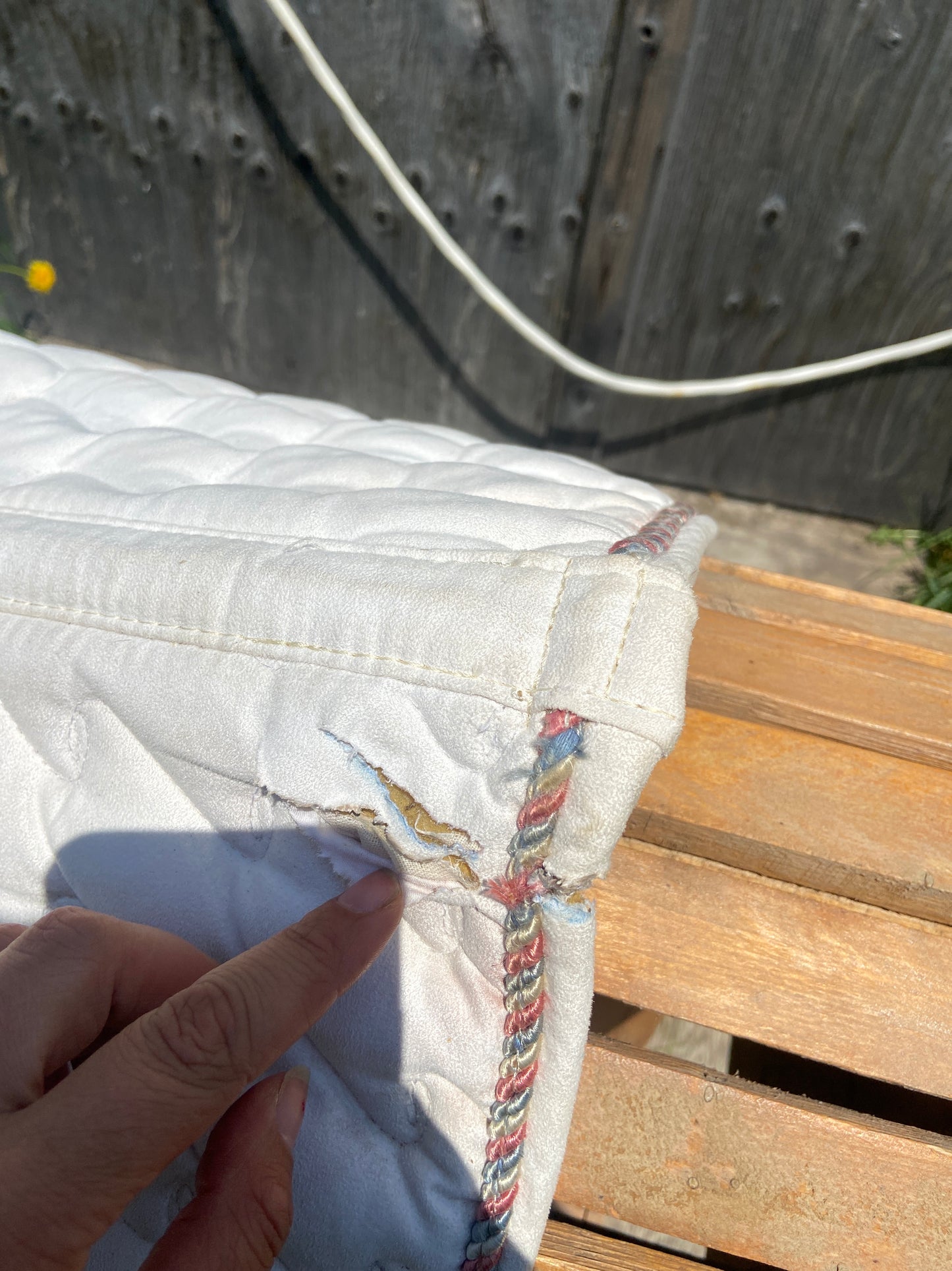 White pad has rip