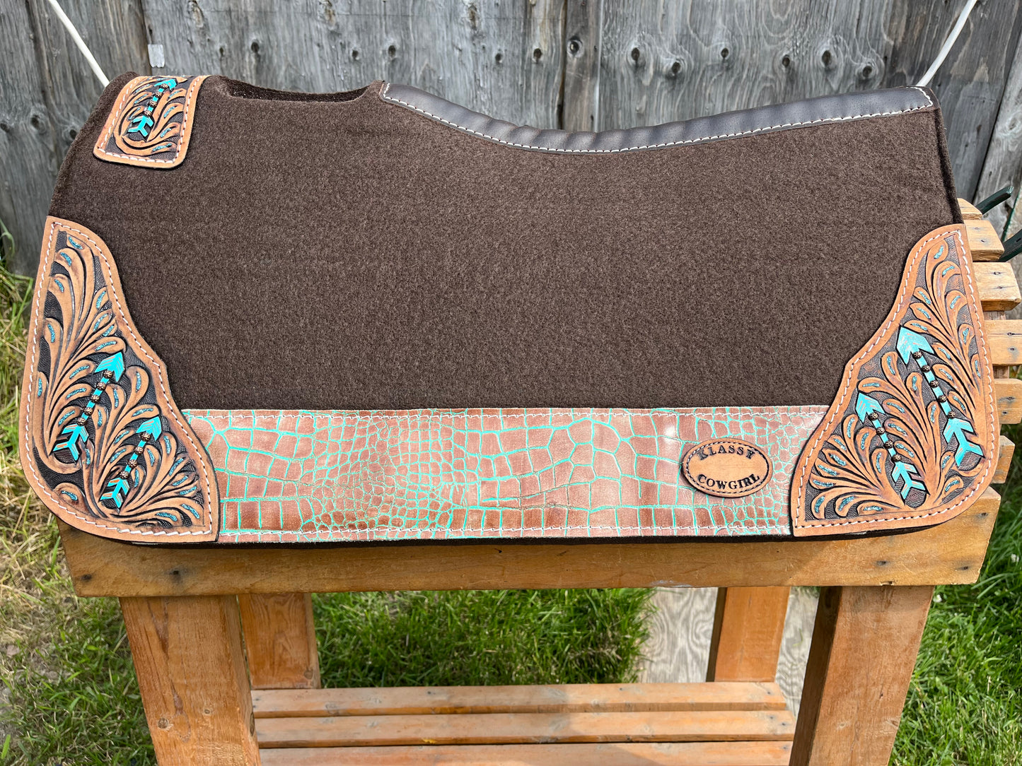 Teal filigree Klassy cowgirl barrel pad 28x30