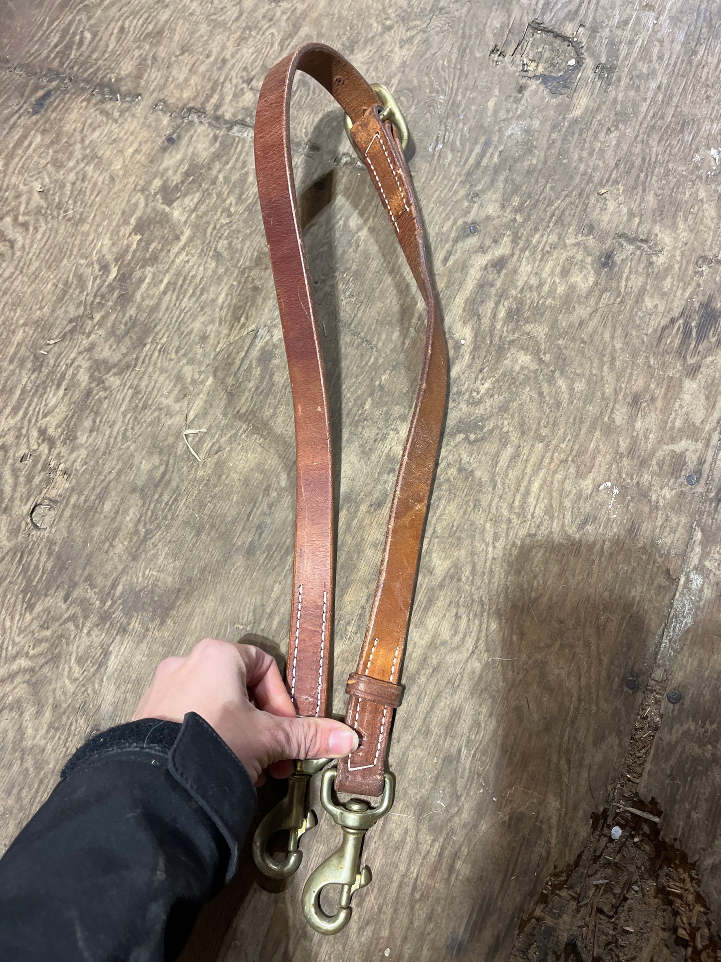 Leather tie down strap