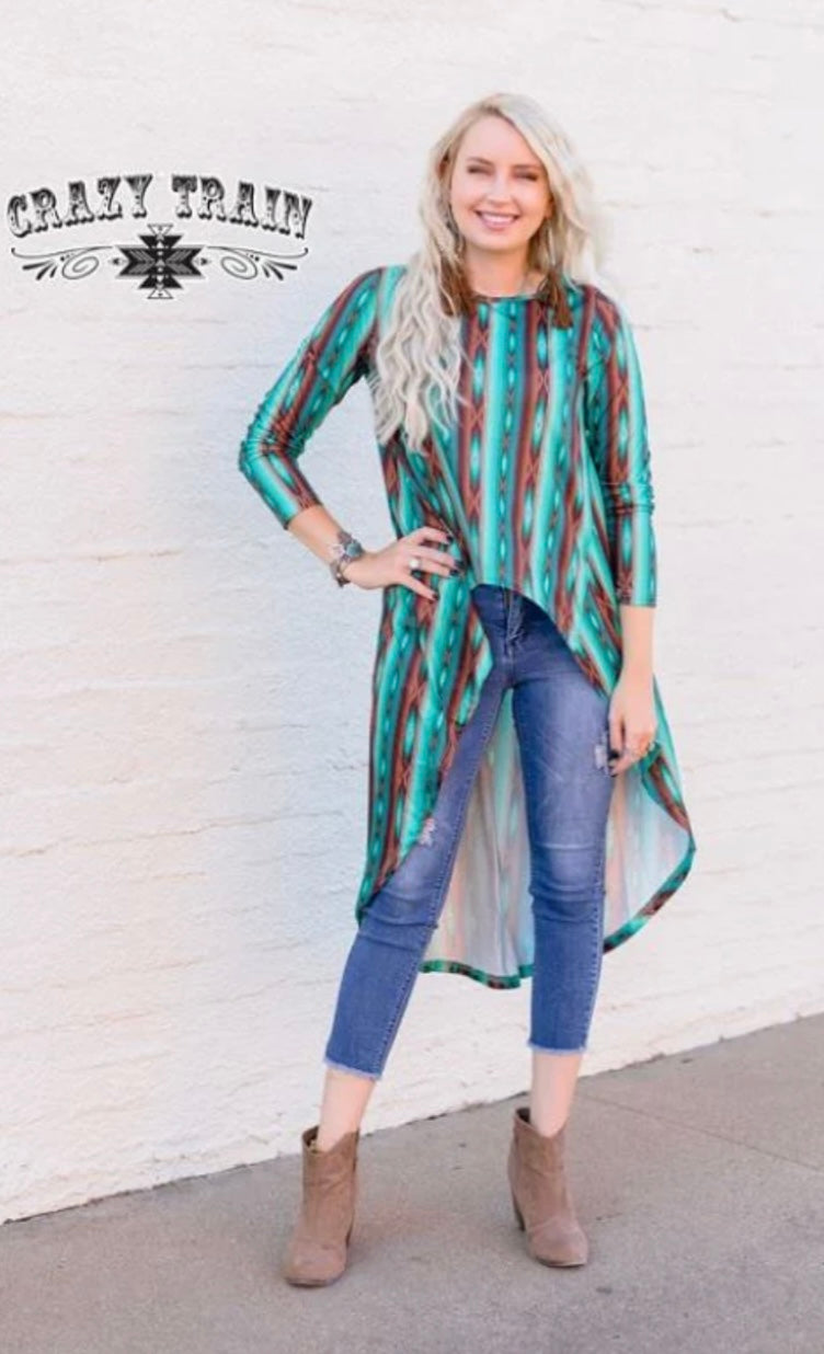 Teal Aztec Montana hi low medium, these fit roomy