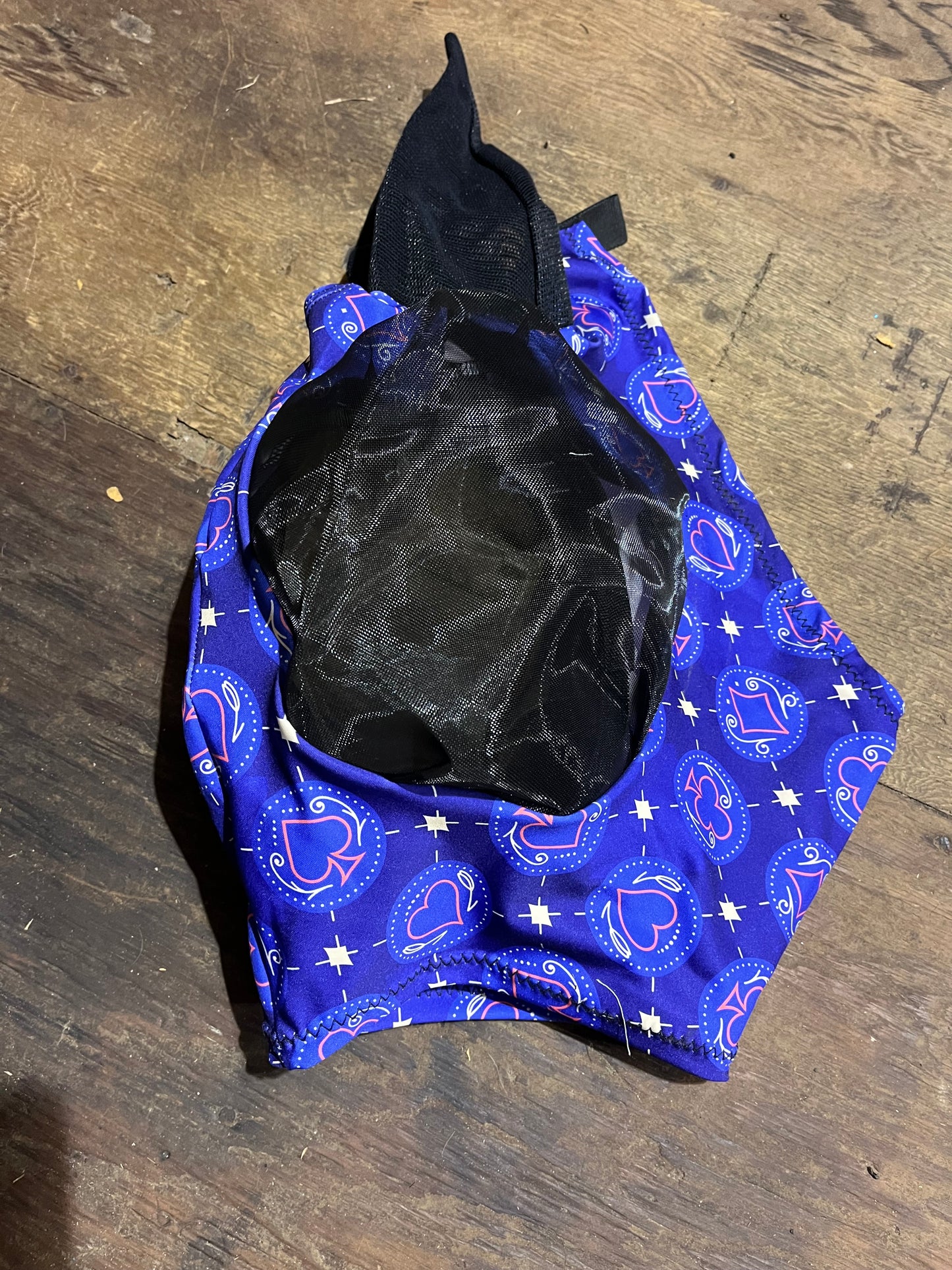 Purple suits lycra fly masks with ears