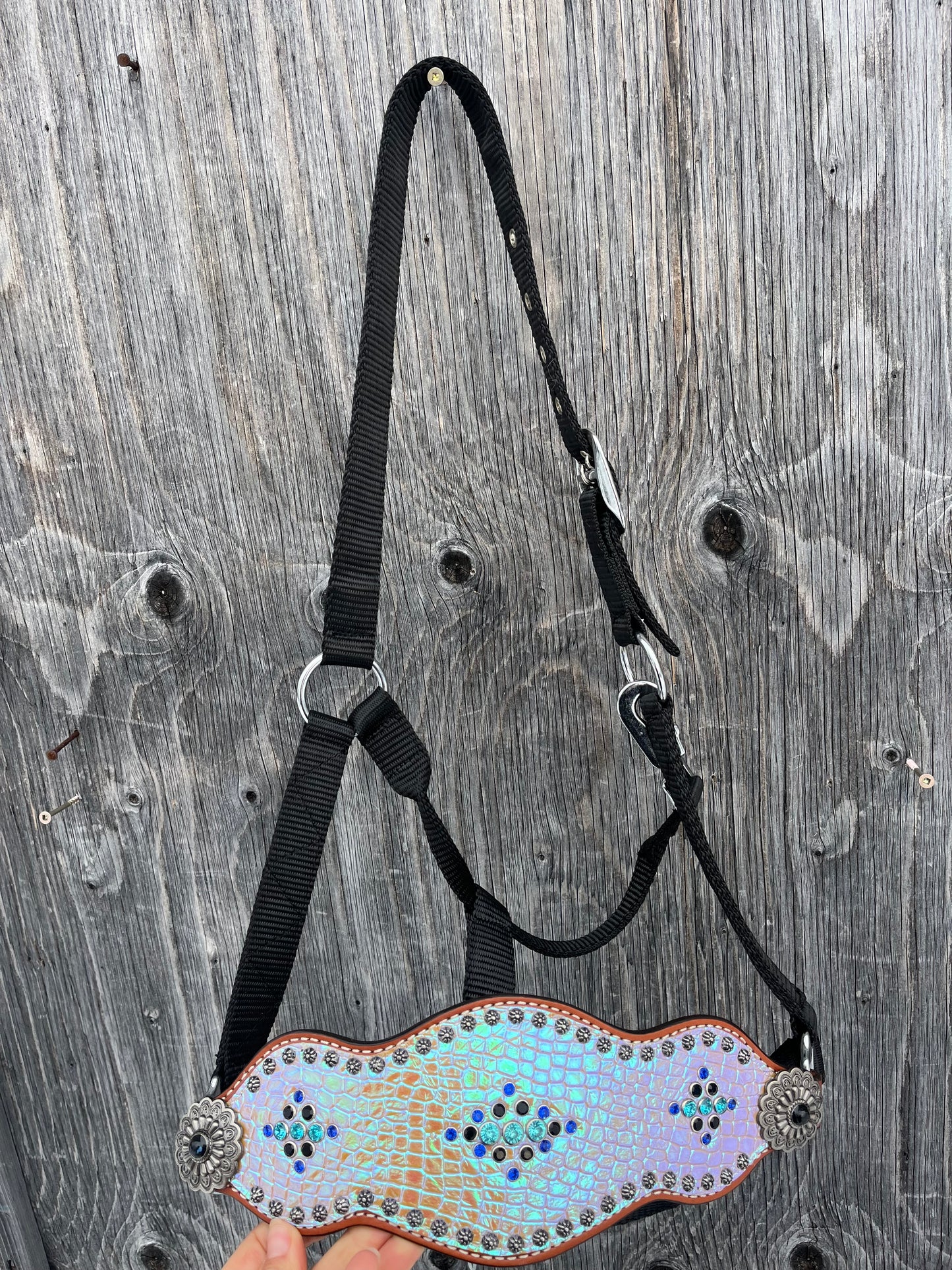 Metallic bronc halter