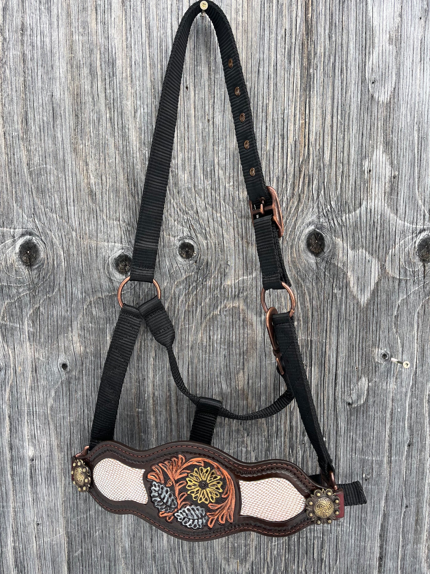 Silver metallic bronc halter