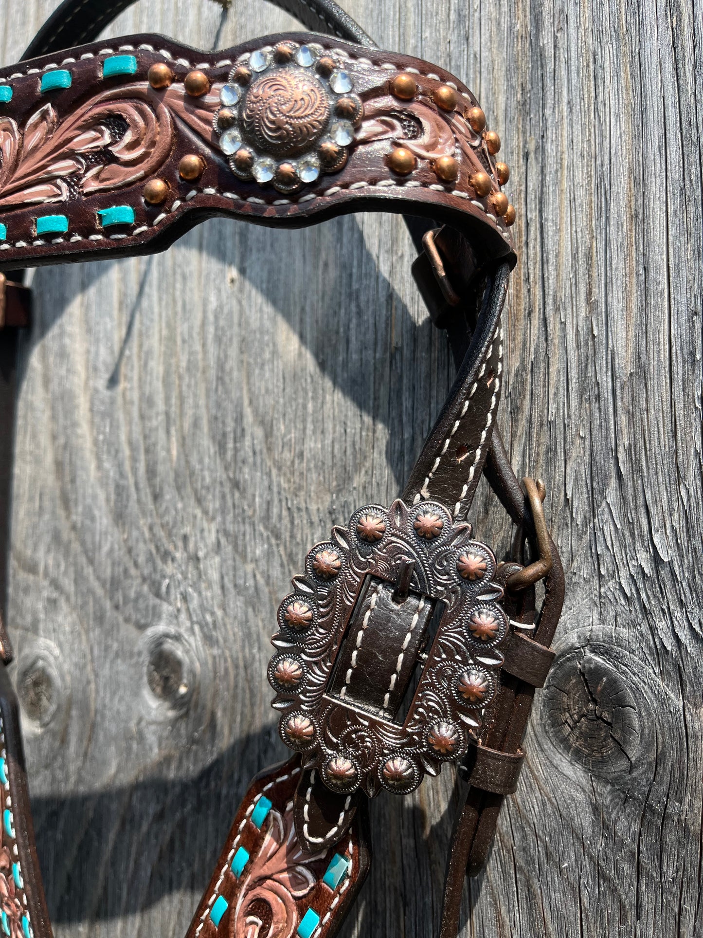 Teal buckstitch tack set