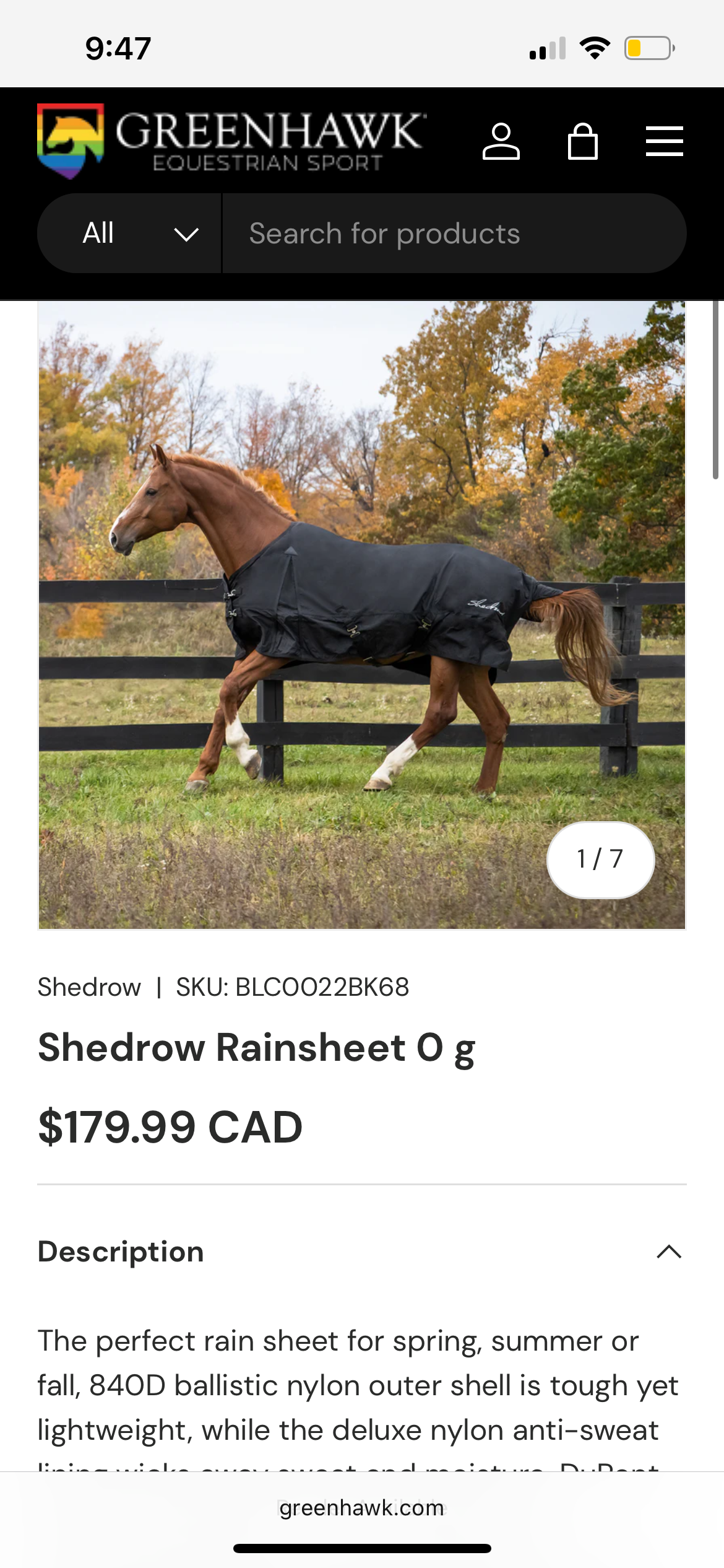 72” shedrow rainsheet