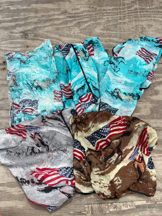 Lot of 4 horse and flag scarf