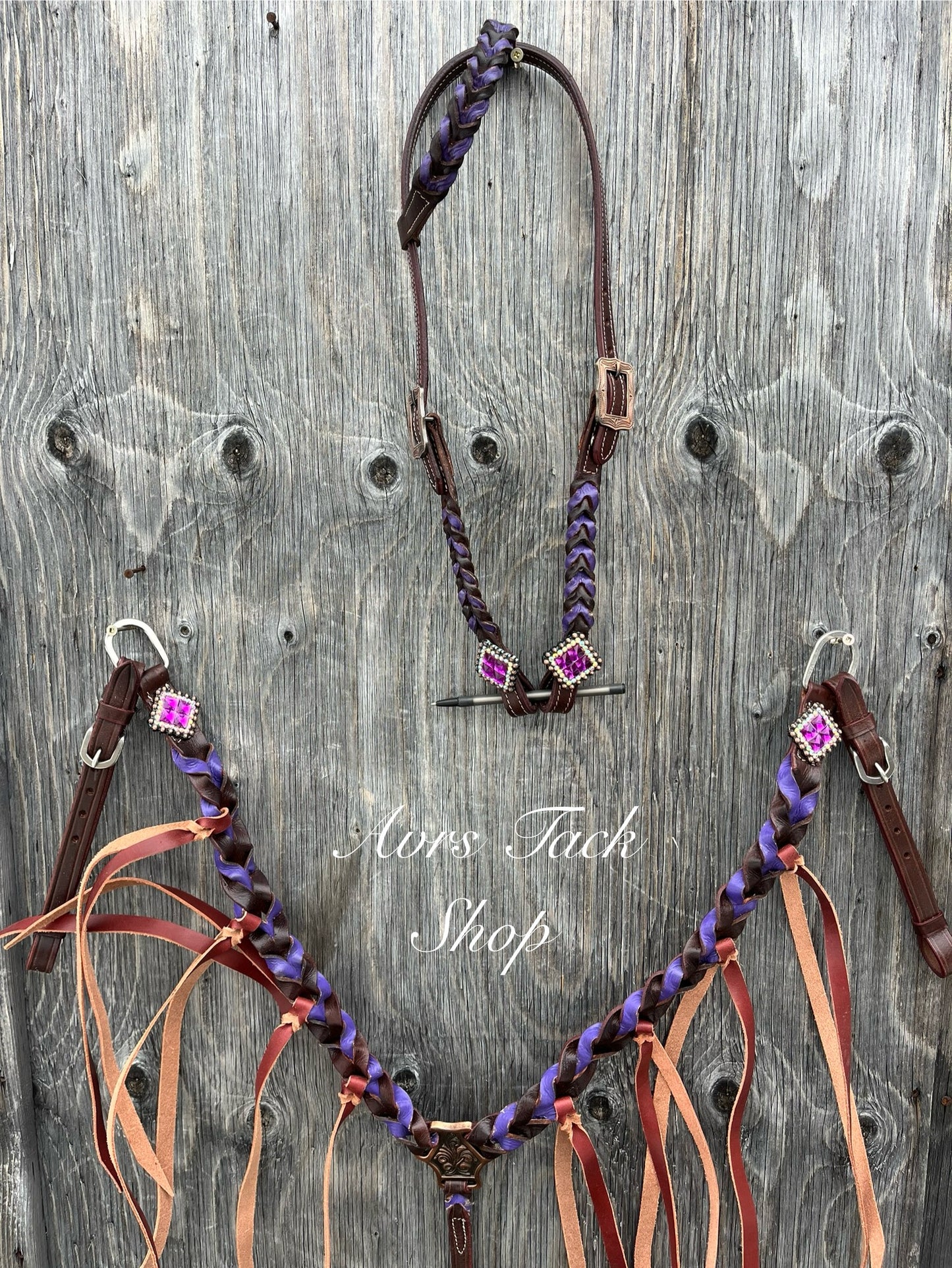 Purple braided one ear tack set