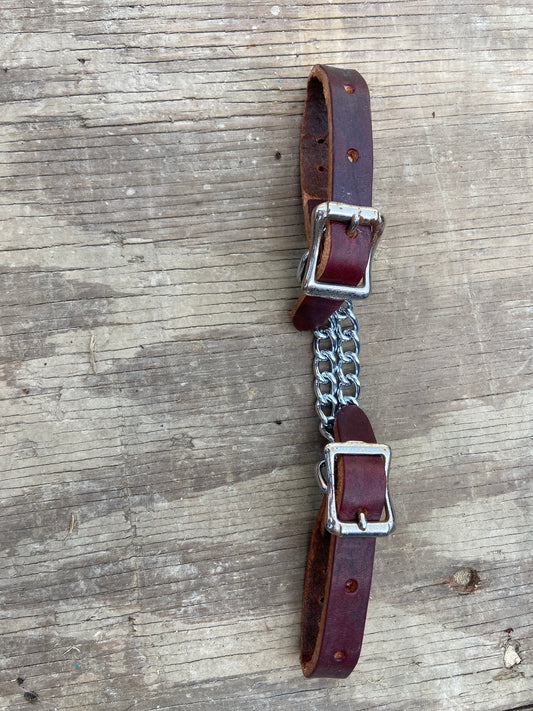 Leather curb strap with double chain
