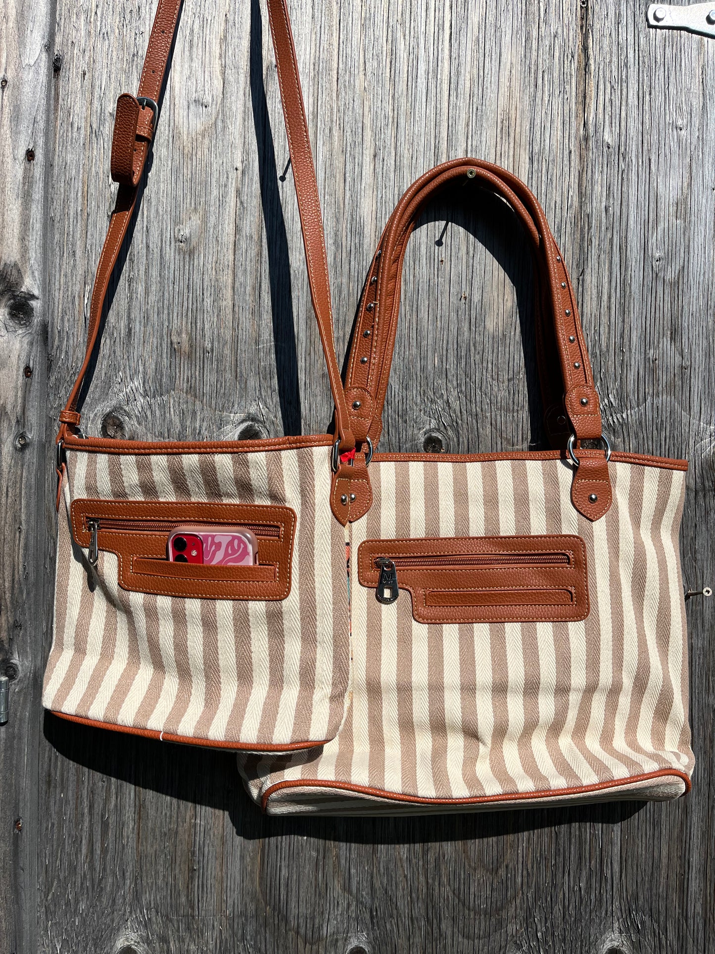 Matching Aztec weekender tote and crossbody bag