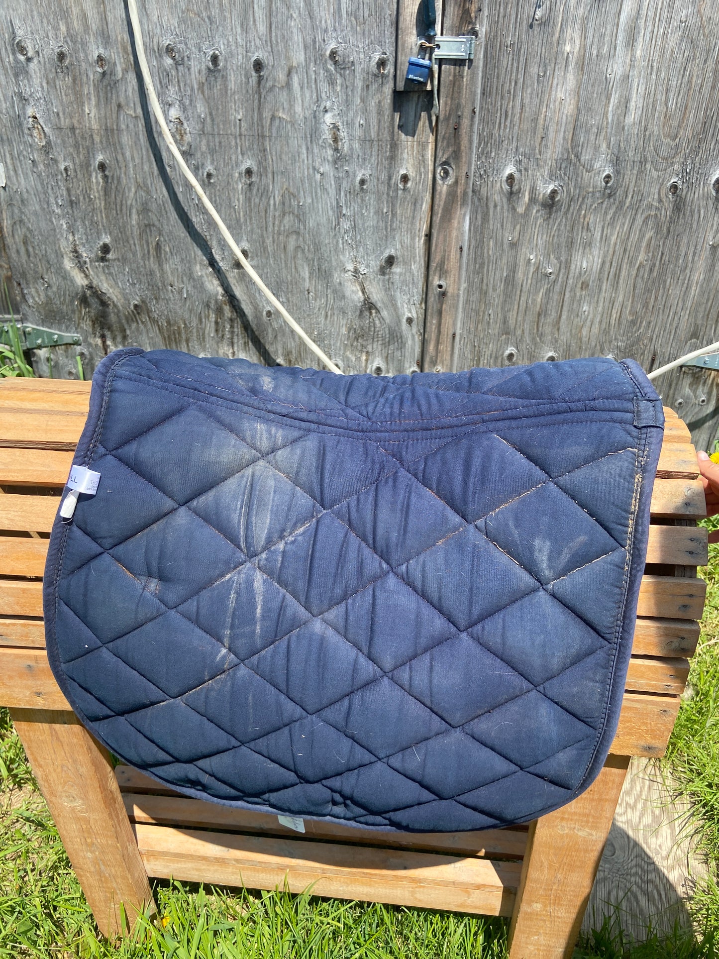 Full size blue pad worn trim