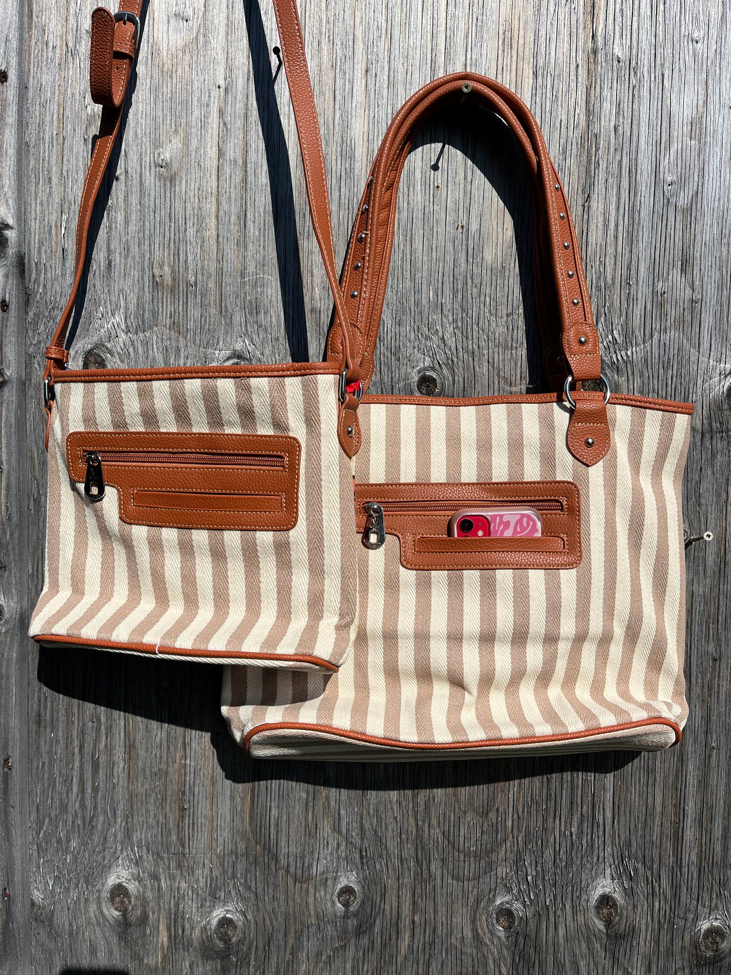 Matching Aztec weekender tote and crossbody bag