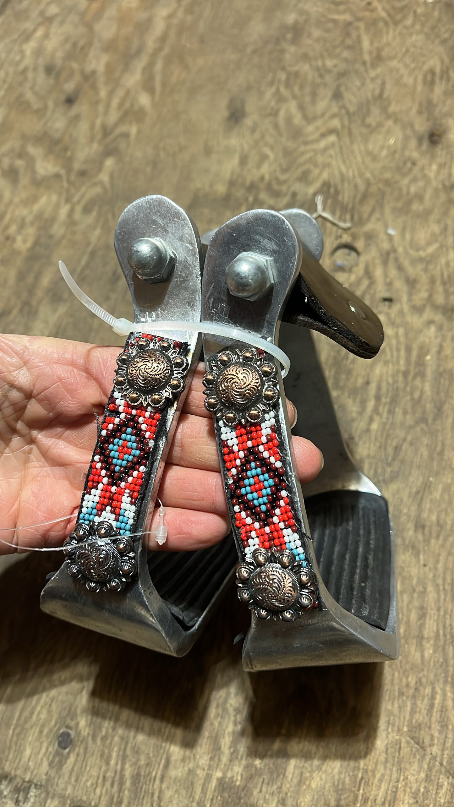 Beaded barrel stirrups missing beads