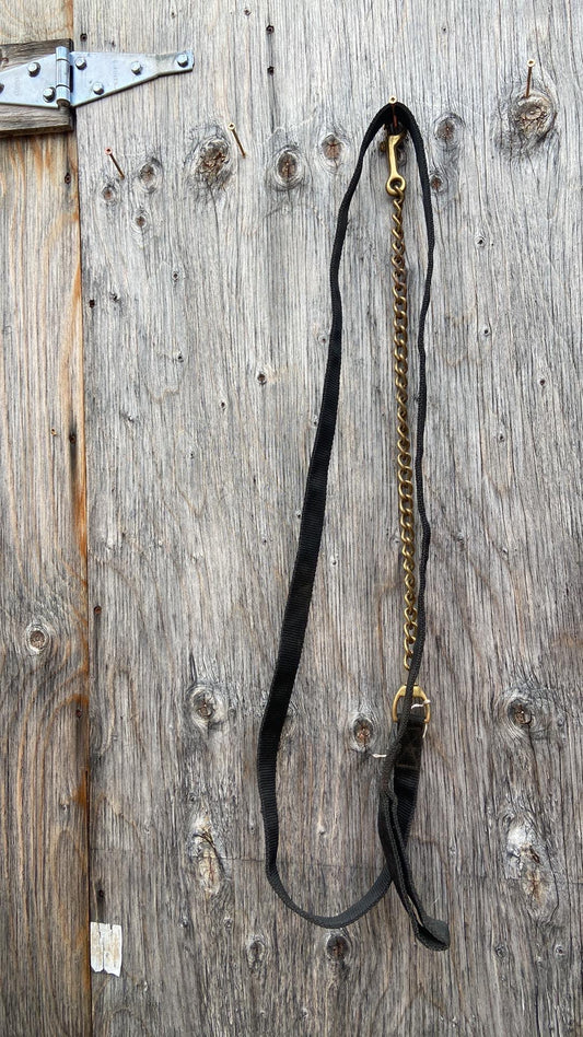 Black nylon lead with brass chain