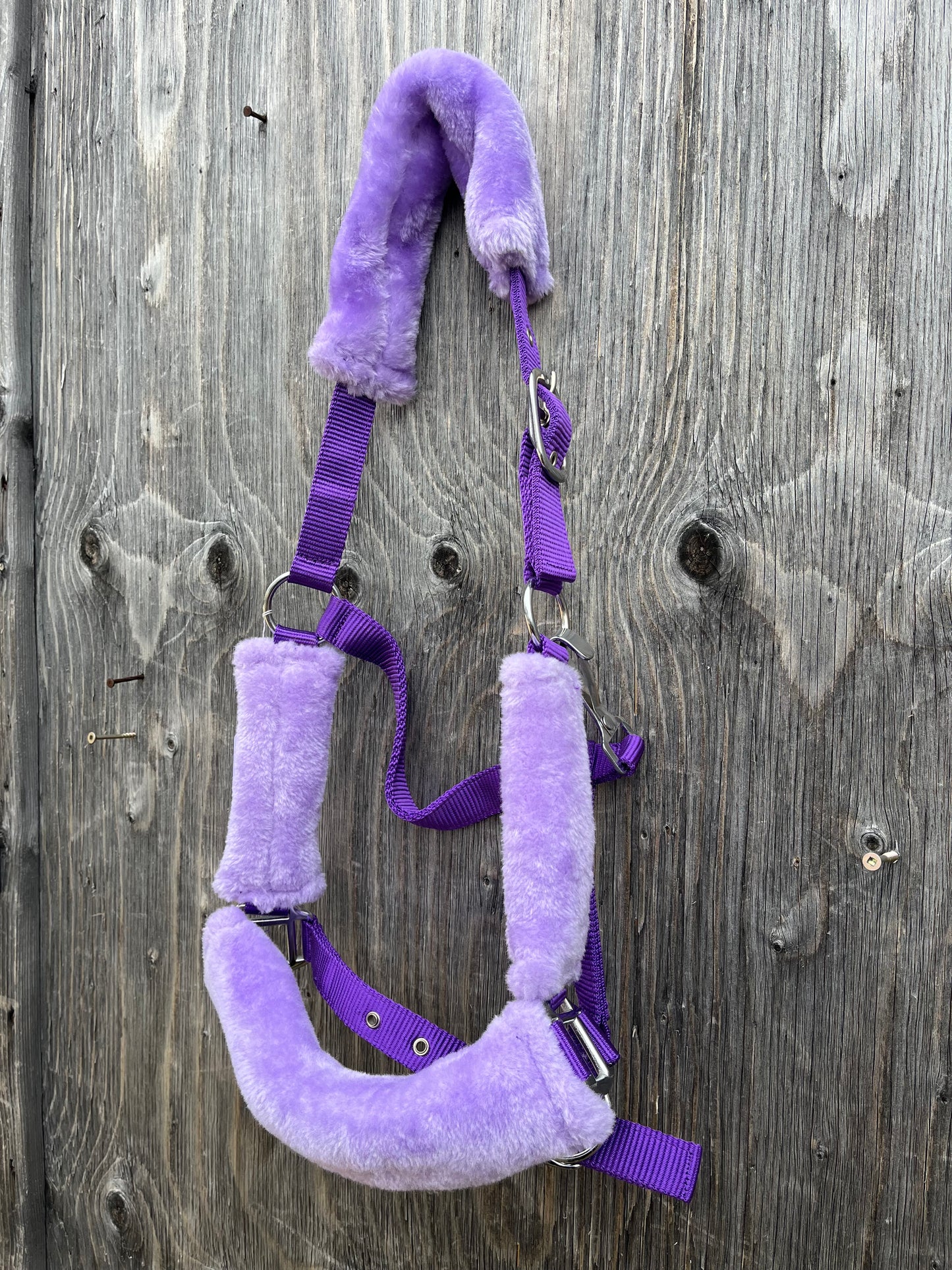 Purple fleece halter