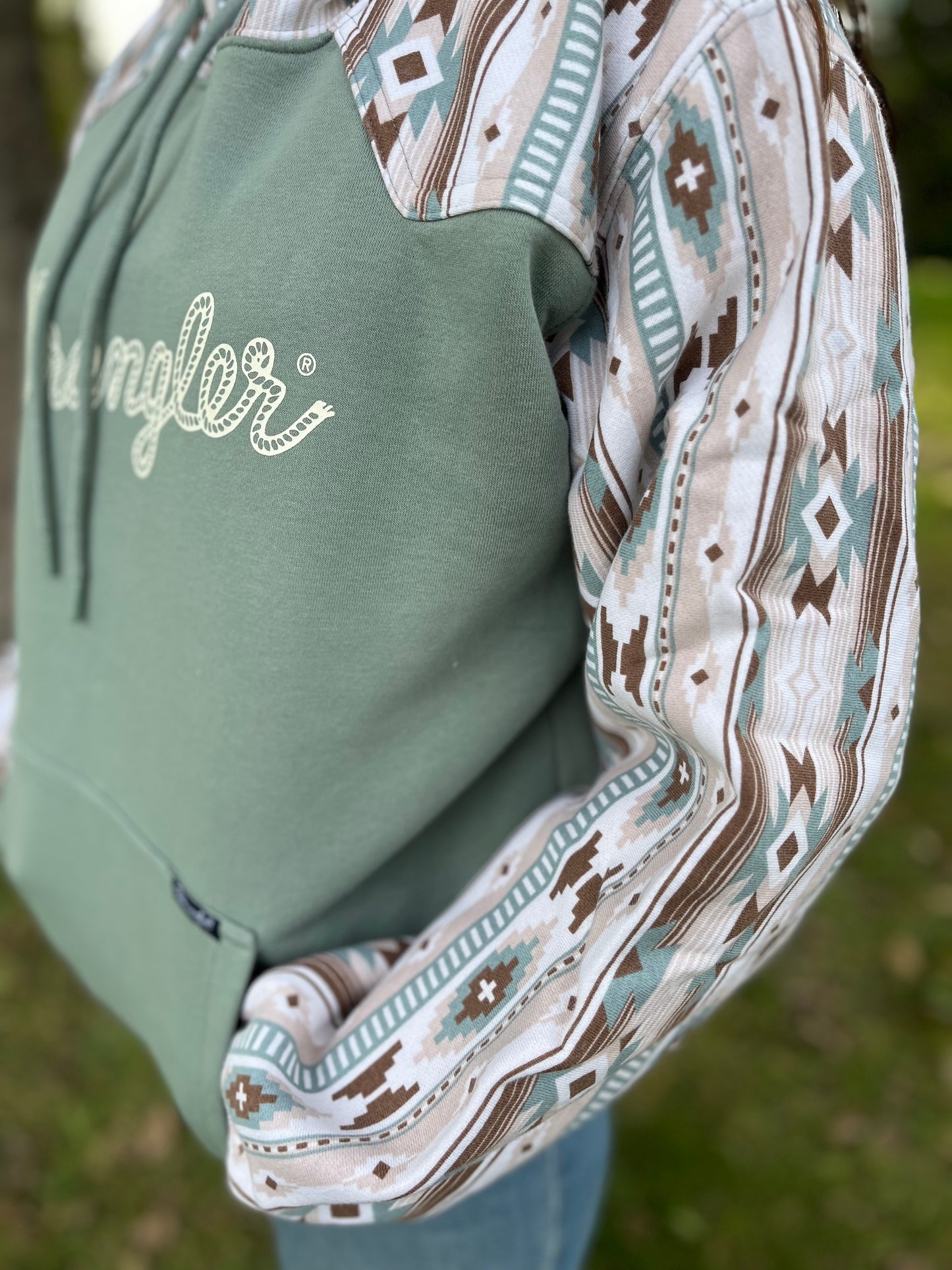 Wrangler green Aztec hoody