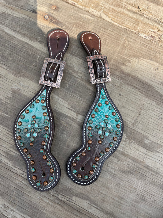 Teal copper spur straps