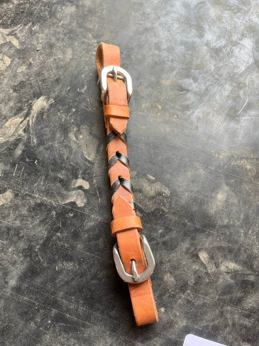 Black laced leather curb strap