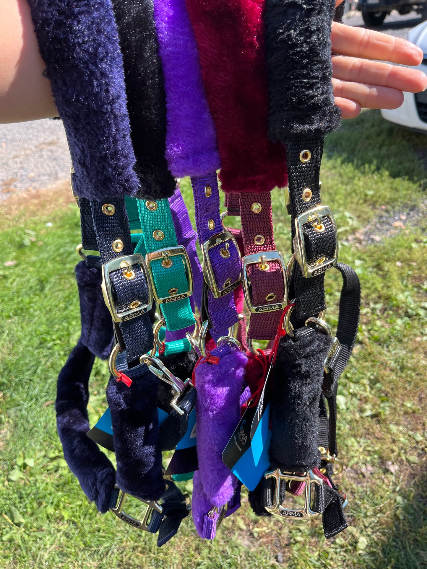 Colored padded fleece breakaway halters