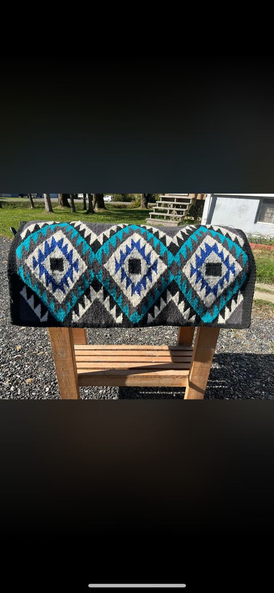 Blue Aztec saddle blanket small pulls