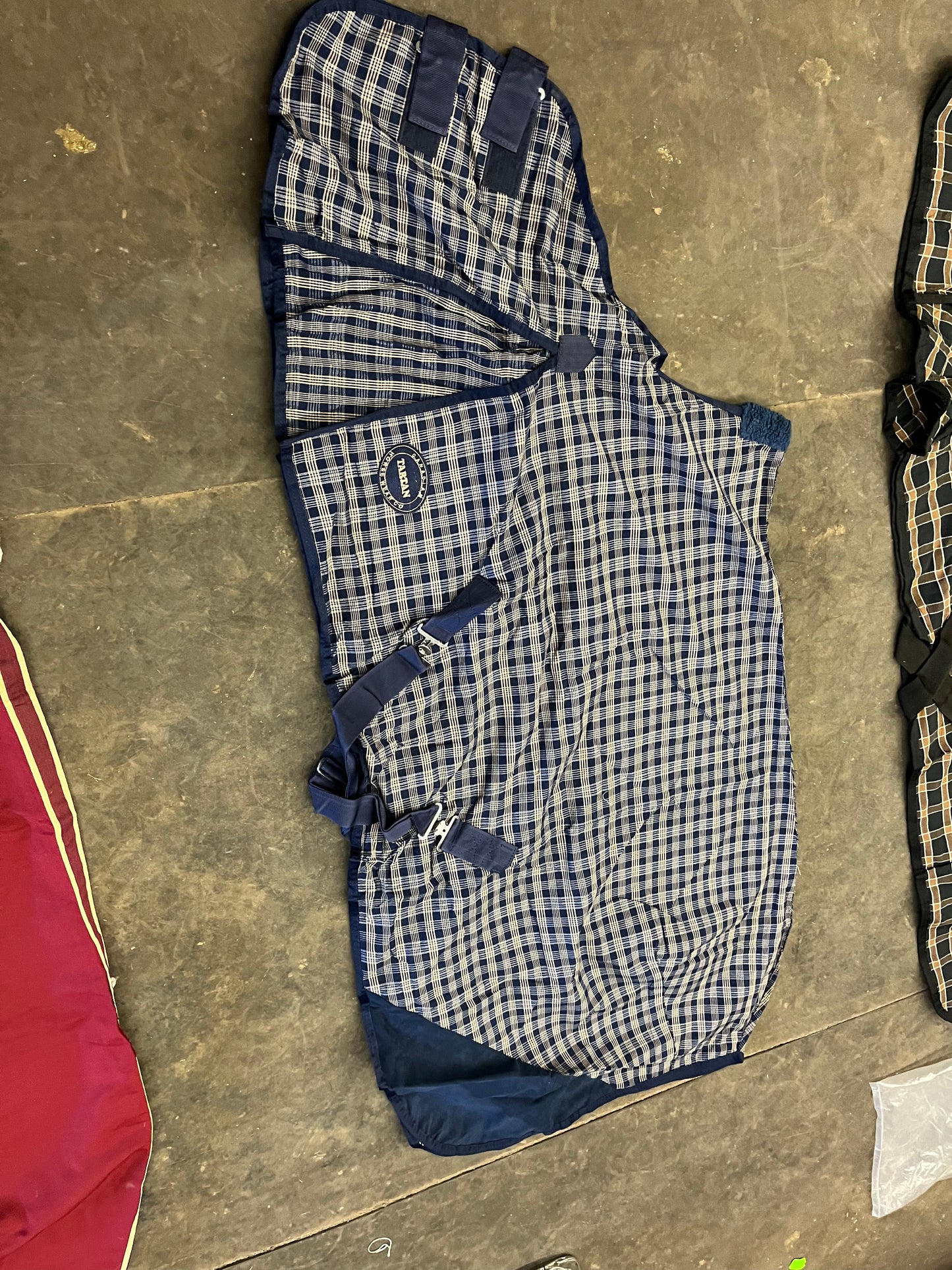 66” plaid fitted stable sheet