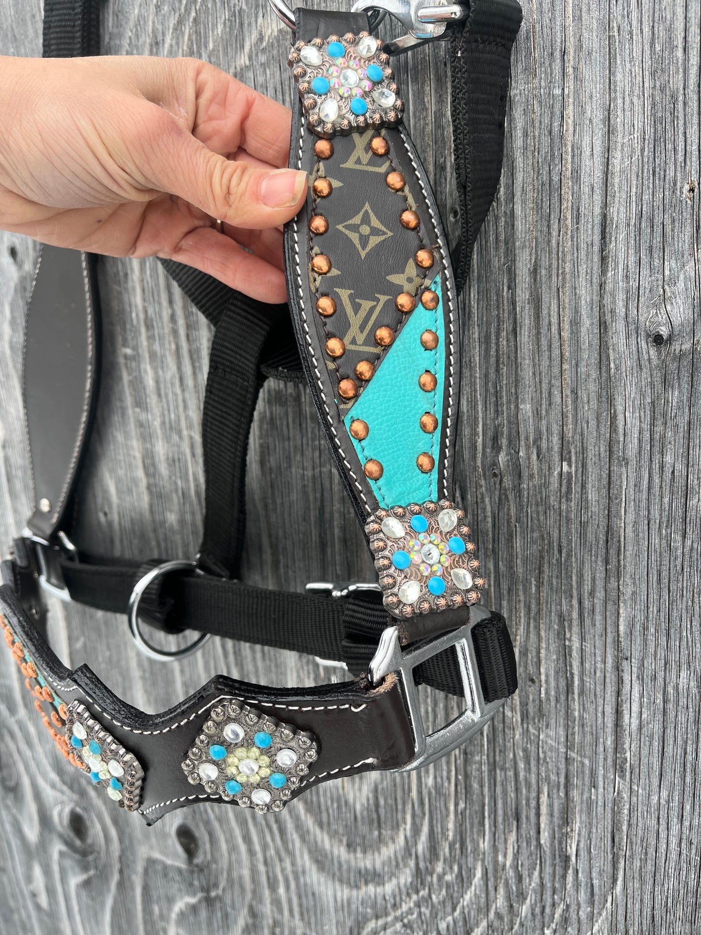 Turquoise designer bronc halter