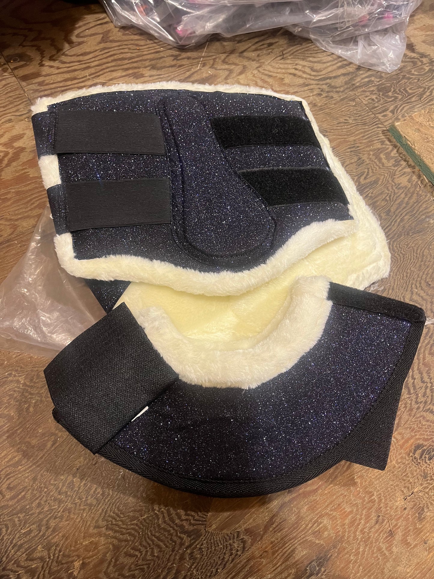 Navy Cob glitter brushing boots and bell boots set sale