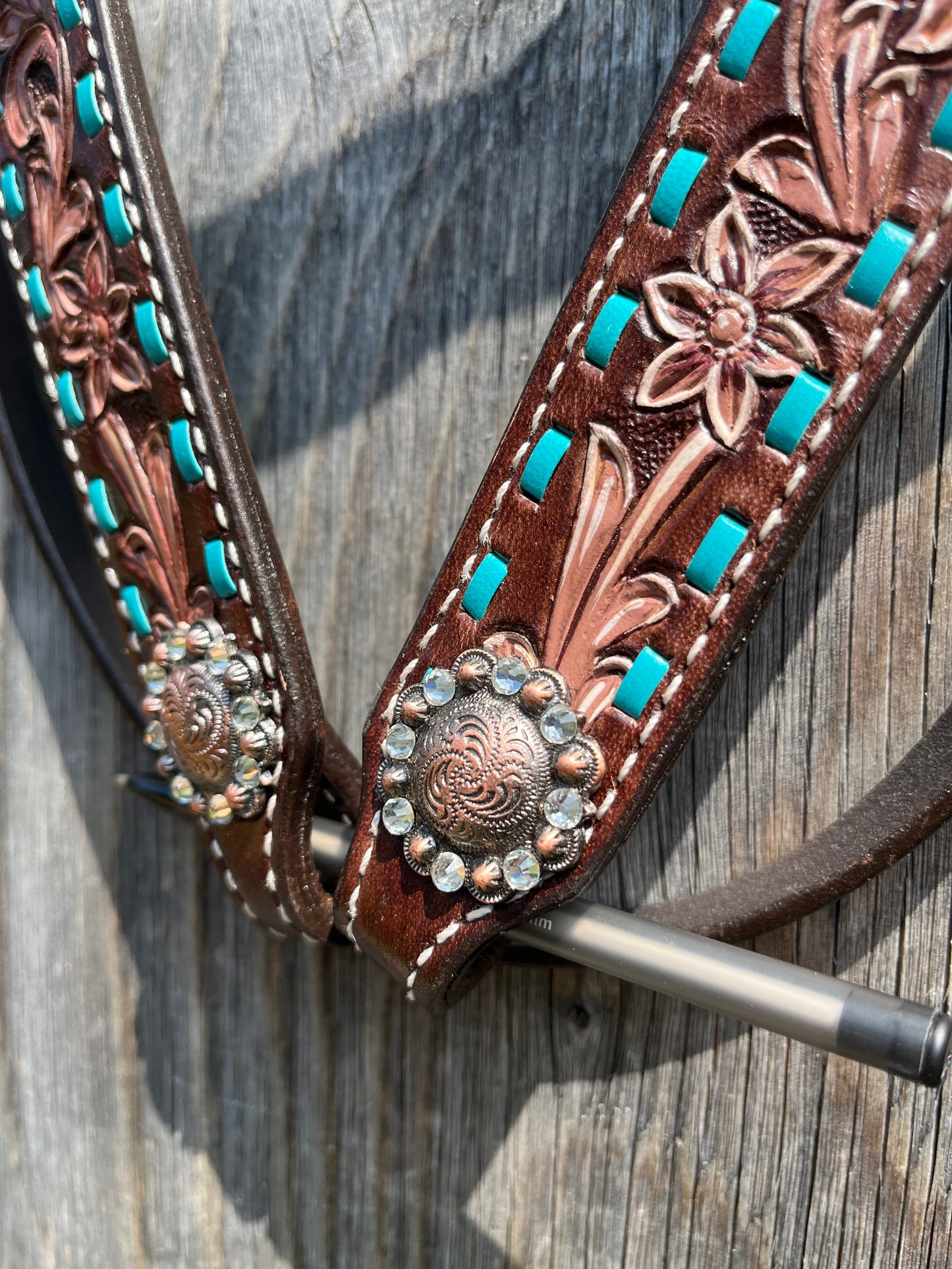 Teal buckstitch tack set