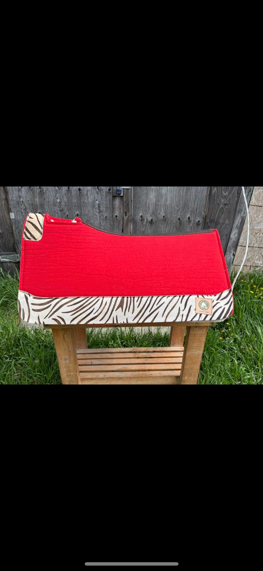 Red zebra print wool pad