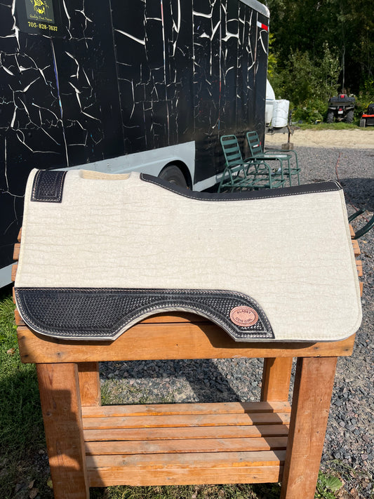 28” white wool Klassy cowgirl barrel pad