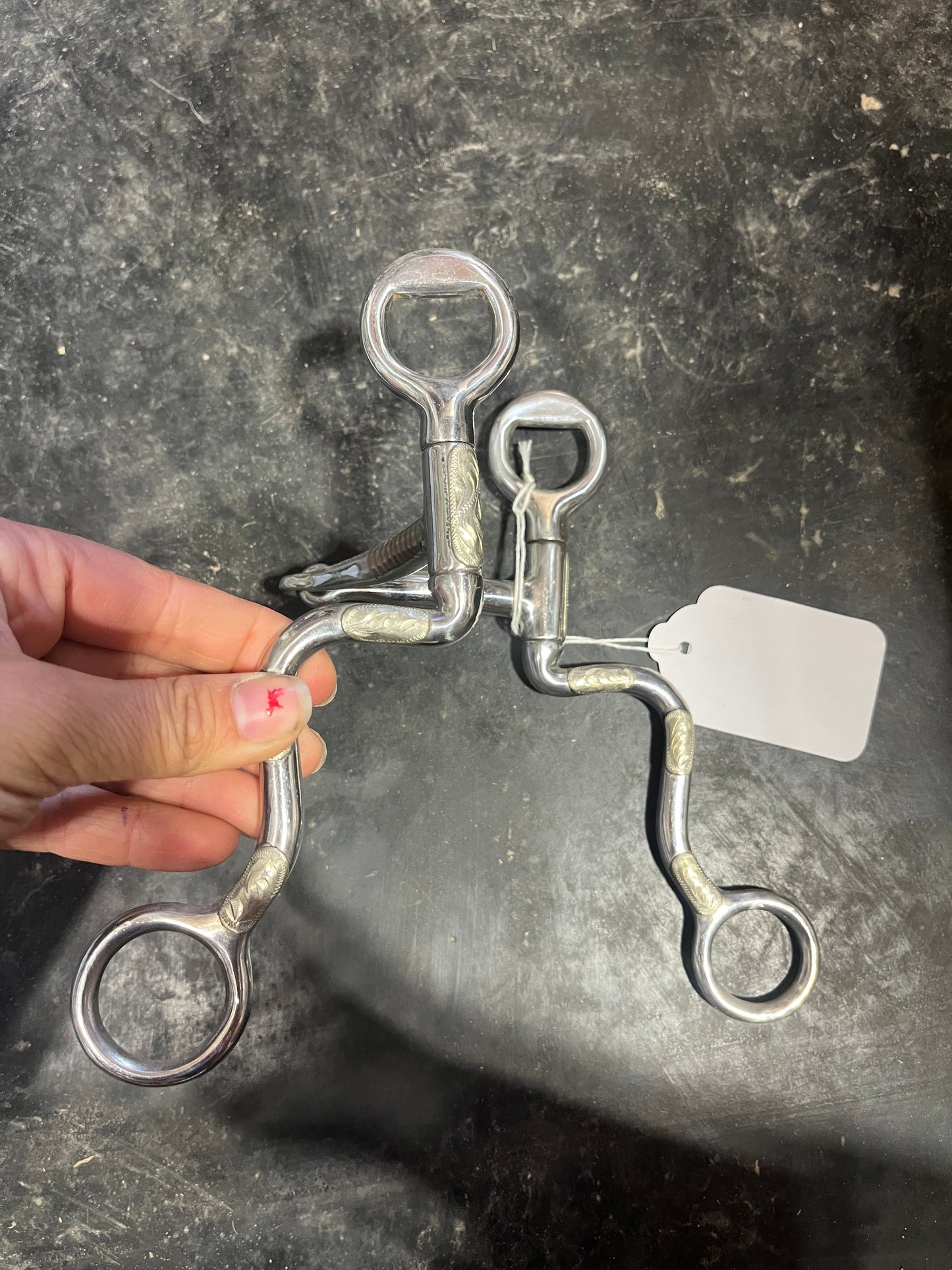 5” engraved silver shank snaffle