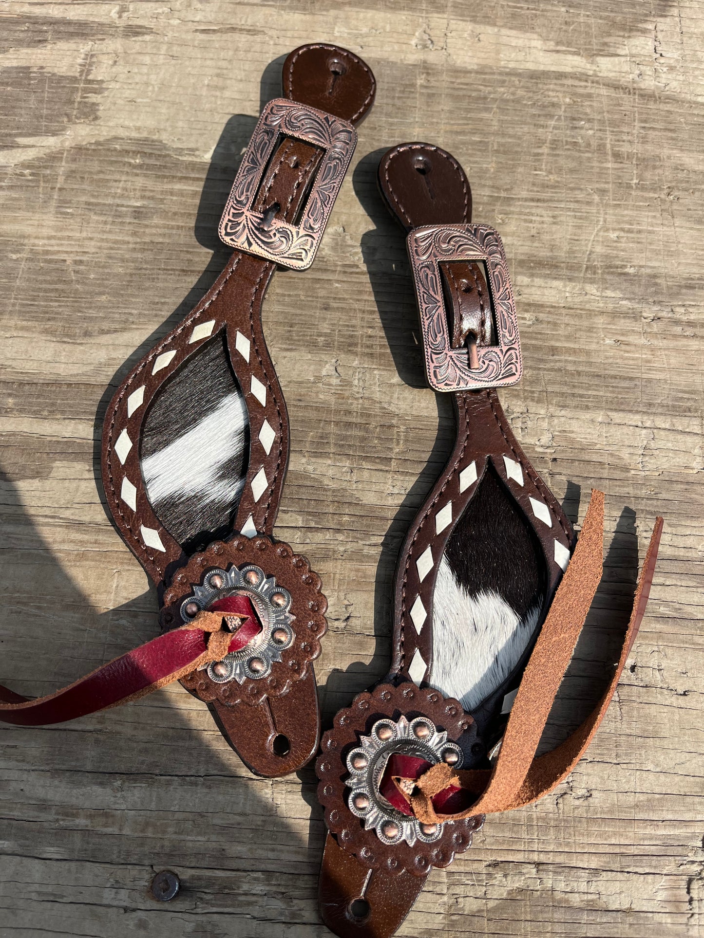 Cowhide spur straps
