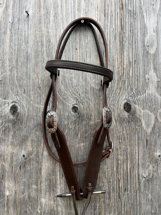 Butter soft straight browband straight cheeks j watt hardware and conchos headstall