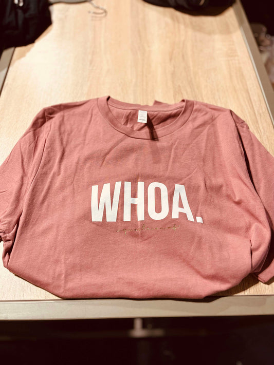 Soft pink whoa tee large