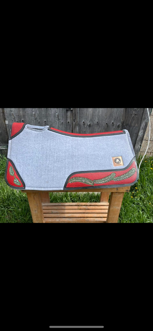 Grey red and black western pad