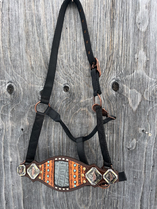 Fancy feather concho bronc halter