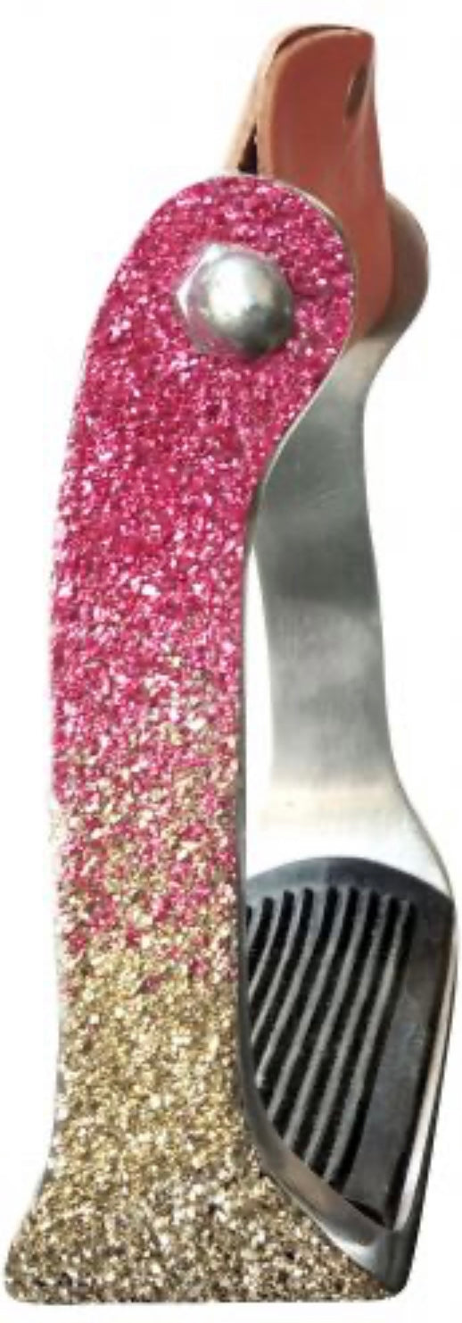 Pink ombre glitter barrel stirrups