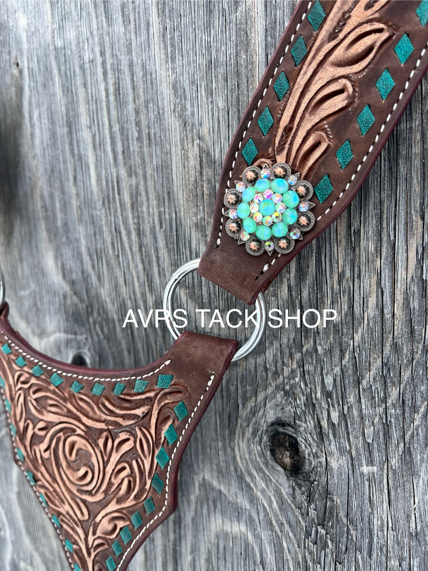 Dark teal browband gladiator buckstitch set